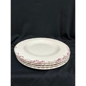 ELLE Decor Dinner Plate Cream Burgundy‎ Speckled Melamine 8-1/2" Rustic